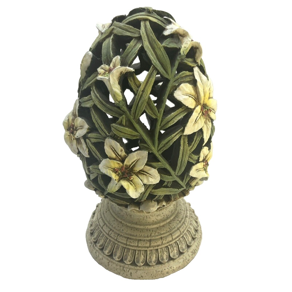 2012 Easter Lilly Egg Figural Topiary Resin Sculpture Pedestal Table Decor